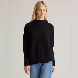 Quince Black Mongolian Cashmere Funnel Neck Sweater S Small
